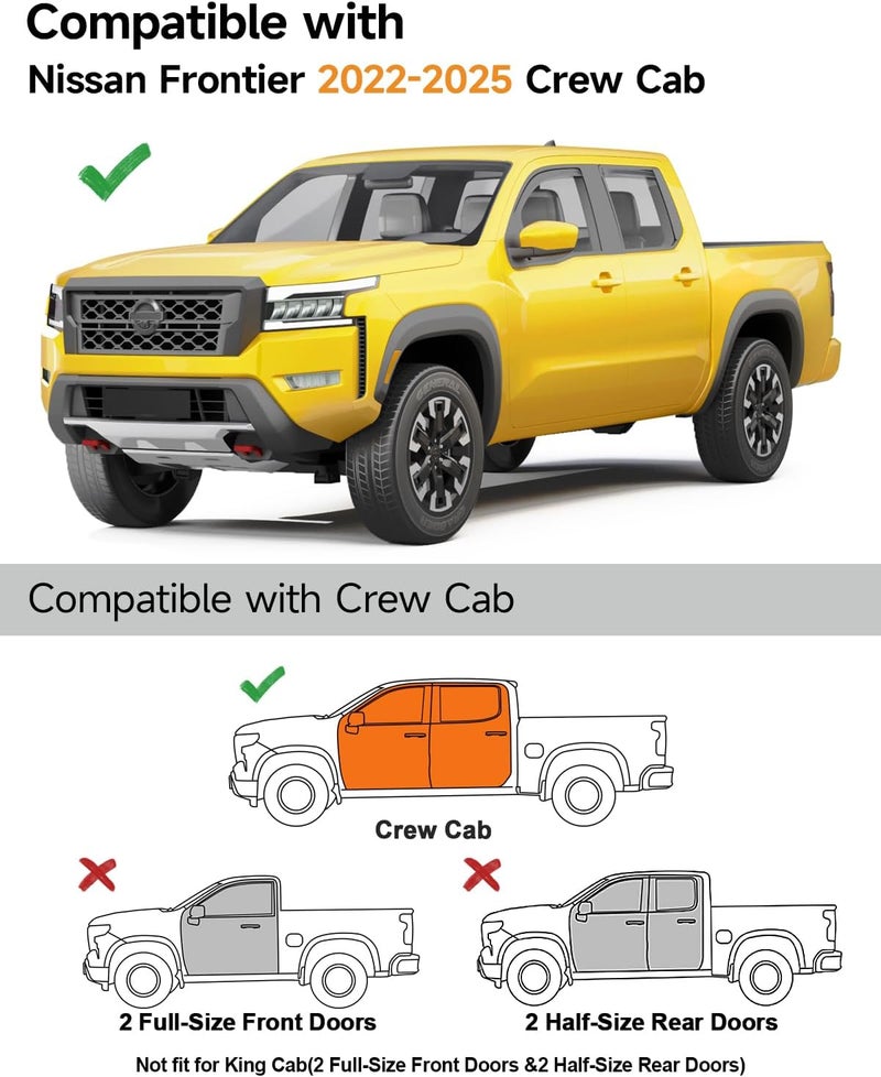 Deejecsun in-Channel Window Rain Guards Fit for Nissan Frontier 2022-2026 Crew Cab Rain Guards Extra Durable Window Deflectors Truck Vent Visors Vent Shades Car Accessories-4pcs - Image 3